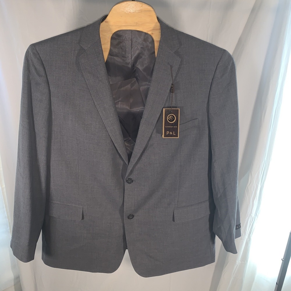 P&L Men's Suits Jacket Classic Fit 2 Button Office Dress Suit Jacket Blazer 50